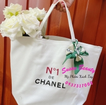 TÚI VẢI CHANEL VẢI TRẮNG 